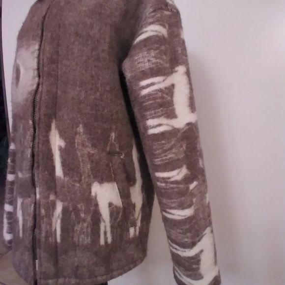Alpaca Connection Wool Large Coat Jacket - Full Zip - Unique & Beautiful Print - Picture 14 of 16